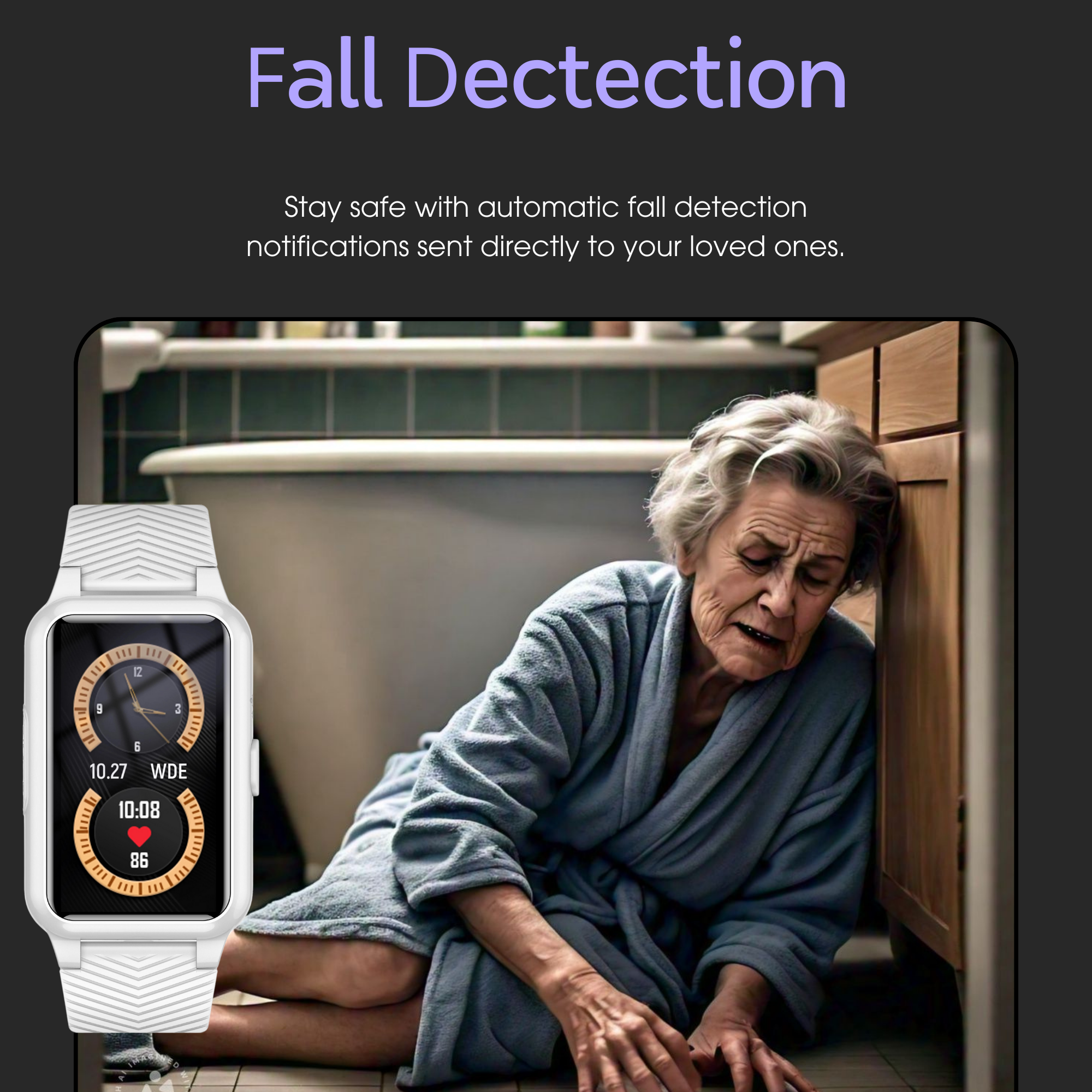 Smart Ware AlertGuard 4G Fall Detection Medical Alarm Watch With GPS SOS Calling