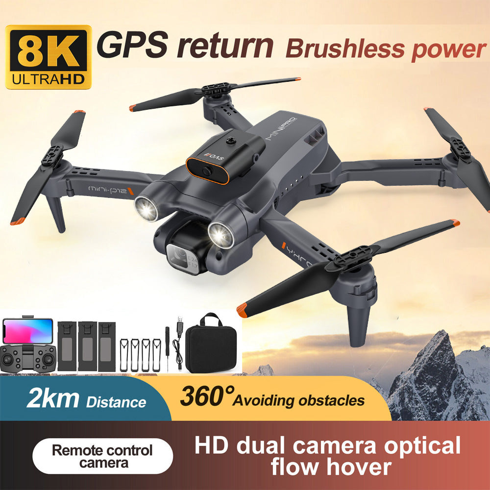 8K GPS Foldable Drone Obstacle Avoidance Dual HD Camera Brushless RC Quadcopter