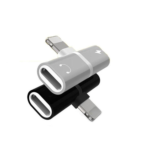 Double Lightning Audio and Charging Adapter for iPhone 7/8/X-Black